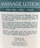 Natural Elements Lotion moisturizes the skin and does not leave an oily residue.  It is water soluble and absorbs into the skin.  It is ideal for deep tissue massage and offers gentle friction.  It is non-staining and cleans up nicely.  It is Canadian made.
