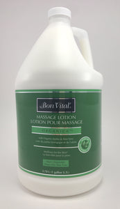 Bon Vital Organica Lotion The Bon Vital  Organica contains certified organic Jojoba, olive oil, shea butter, aloe vera and is infused with arnica and chamomile.  It is light weight, has superior glide and optimum absorption. it is earth friendly and has no greasy feel.  No Nut Oils Unscented Paraben Free