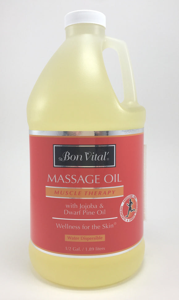 Bon Vital Muscle Therapy Oil The Bon Vital Muscle Therapy is enriched with Dwarf Pine, Jojoba and Oilve Oils as well as a blend of Eucalyptus, Rosemary, and Chamomile. Ideal for deep tissue and sports massage as well as trigger point therapy.  Great for muscle aches and pains.  Wellness for the skin and the muscles. available in lotion and oil.