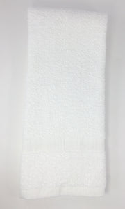 Hand Towel- White Our cotton hand towels are an essential supply to any clinic or spa.  They are light weight and clean up nicely, and are comfortably soft.  They are a great value!  White 16 x 27, 3lb