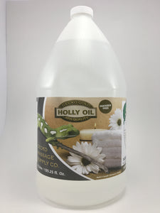 Gecko Gold Holly Oil Holly oil contains no artificial preservatives or silicones.  It is  clean and light mixture and has a great glide.  Holly oil is also a great base for essential oils.  Holly oil is hypo-allergenic, wipes off easy leaving the clients skill smooth and conditioned.