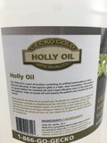 Gecko Gold Holly Oil Holly oil contains no artificial preservatives or silicones.  It is  clean and light mixture and has a great glide.  Holly oil is also a great base for essential oils.  Holly oil is hypo-allergenic, wipes off easy leaving the clients skill smooth and conditioned.